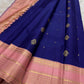 Royal blue and blush pink Pure Silk Kanchipuram saree with gold zari