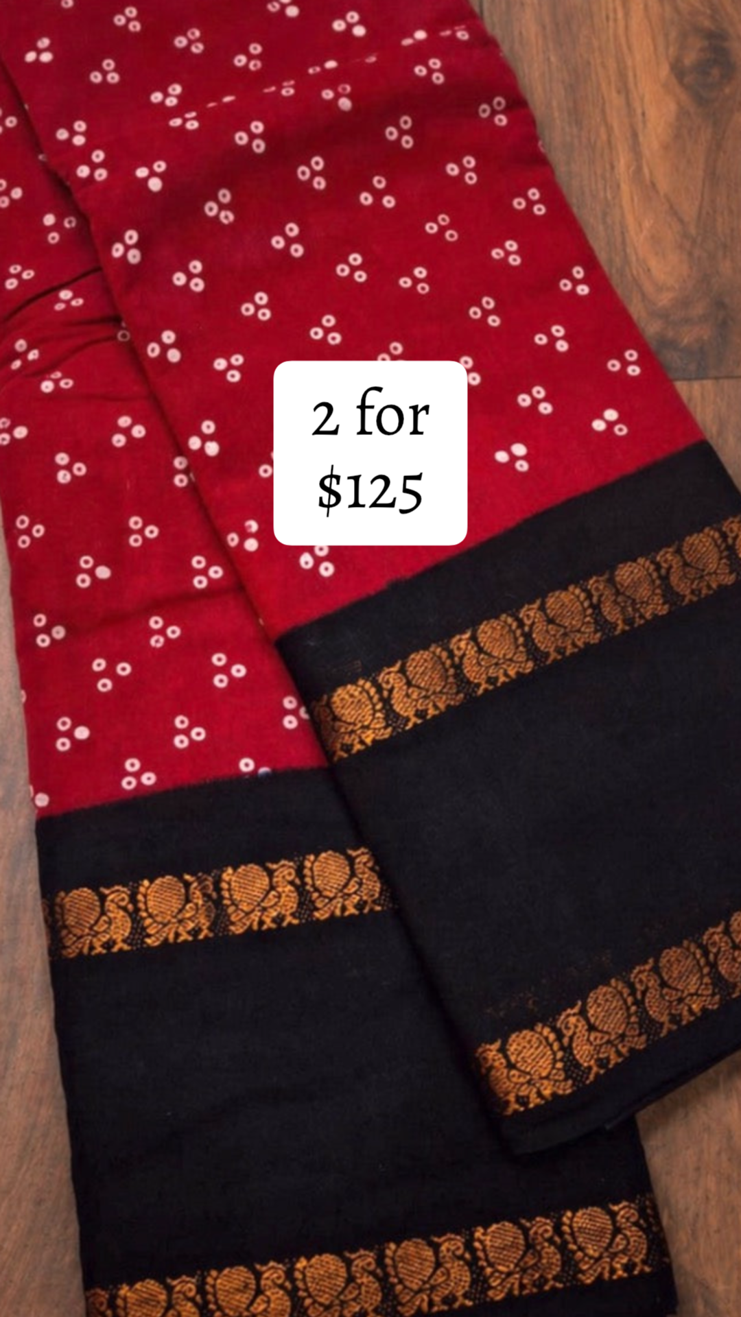 Authentic Madurai Sungudi Cotton Saree with Wax-Resist Pattern and Self Rettapet Border