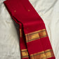 Vermilion Red handwoven pure silk Kanjeevaram Rettapet saree with gold zari buttas and traditional zari borders.