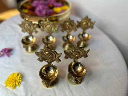 Brass shankh chakra diya (pair)