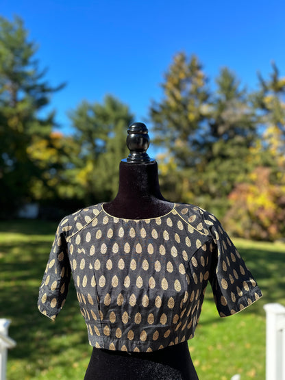 Black and gold butta blouse