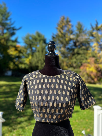 Black and gold butta blouse