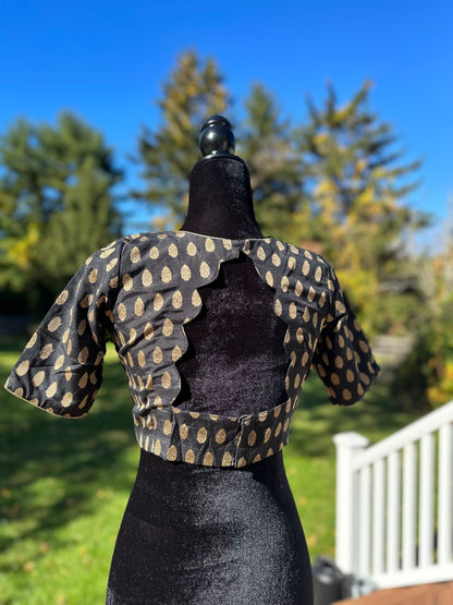 Black and gold butta blouse