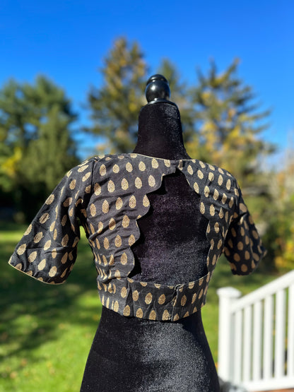 Black and gold butta blouse