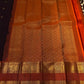 Dark charcoal pure silk Kancheepuram saree with cinnamon red rettapet border and gold zari pallu — Idam Living