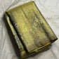 Smoky Olive Handwoven Pure Silk Kanjeevaram Saree with Antique Gold and Faded Turquoise Ornamental Border