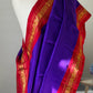 Oodha Violet Mayil Pettu Korvai Kanchipuram silk saree with Arakku red Korvai borders and gold zari, photo 7 of 8