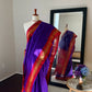 Oodha Violet Mayil Pettu Korvai Kanchipuram silk saree with Arakku red Korvai borders and gold zari, photo 4 of 8