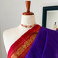 Oodha Violet Mayil Pettu Korvai Kanchipuram silk saree with Arakku red Korvai borders and gold zari, photo 2 of 8