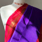 Oodha Violet Mayil Pettu Korvai Kanchipuram silk saree with Arakku red Korvai borders and gold zari, photo 1 of 8