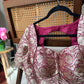 Pure silk Banarasi meenakari blouse in brown, ready-made festive blouse by Idam Living