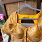 Pure silk Banarasi meenakari blouse in yellow, detail view