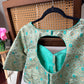 Pure silk Banarasi meenakari blouse in pastel green, detail view