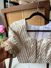 Pure silk Banarasi meenakari blouse in white and gold leheriya, ready-made festive blouse by Idam Living