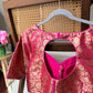 Pure silk Banarasi meenakari blouse in peach pink, detail view