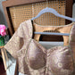 Pure silk Banarasi meenakari blouse in smoky lavender, detail view