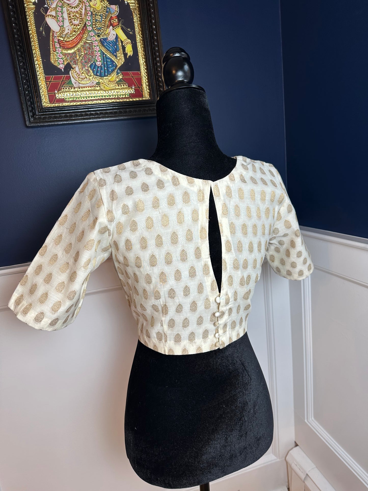 Cream and gold Silk cotton blouse