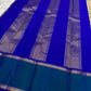 Ivory and Peacock Blue Handwoven Pure Silk Kanchipuram Saree with Kanchi Kattam Body and Rettapet Border