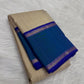 Ivory and Peacock Blue Handwoven Pure Silk Kanchipuram Saree with Kanchi Kattam Body and Rettapet Border