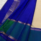 Ivory and Peacock Blue Handwoven Pure Silk Kanchipuram Saree with Kanchi Kattam Body and Rettapet Border