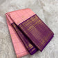 Heavy antique gold zari pallu with figural motifs on deep purple ground — Kancheepuram Zari Kattam silk saree
