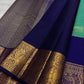 Grand Korvai border of the Kancheepuram tissue silk saree — large paisley and peacock motifs in pure gold zari on royal blue ground