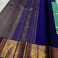 Handwoven pure silk Kancheepuram tissue saree in mint green and royal blue, Korvai construction with paisley gold zari border and pallu — Idam Living