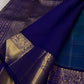 Antique gold zari detail on violet border of handwoven Kancheepuram saree — fine elephant and mango motifs woven in traditional Zari Kattam technique