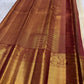 Deep crimson border with Mayil Butta peacock figurals in antique gold zari — Kanchi Pattu Butta saree