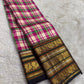 Handwoven Kanchi Pattu Paalum Pazhamum saree in multicolour silk checks with forest green Yaanai Butta gold zari border, full folded view