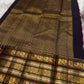 Antique gold Yaanai Butta zari detail woven into forest green border — Kanchi Pattu handwoven silk