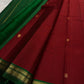Bottle green Korvai border of the Kanjeevaram lightweight saree showing Pillayar Reku and KIB temple gopuram transition in gold zari