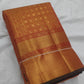 Handwoven pure silk KanchiPattu saree in burgundy rose with Kamalam and Diamond Butta in gold zari and silk thread, bottle green selvedge and Thazhampoo Reku border — Idam Living