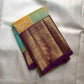 Deep purple Varisaipet border with antique gold scroll zari — KanchiPattu Bomkai Butta saree detail