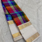 Handwoven Kanchipuram Paalum Pazhamum saree in oversized multicolour silk checks with navy Rettapet gold zari border, full folded view