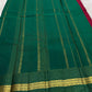 Handwoven pure silk Kanjivaram lightweight saree in deep rose and bottle green, Korvai construction with Kamalam Butta body and multicolour Varisaipet border — Idam Living