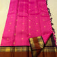 Radiant Pink and Maroon Handwoven Pure Silk Kanchipuram Saree with Ganga Jamuna Border