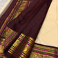 Handwoven pure silk Kanchipuram saree in ivory with scattered Yaanai Butta in arakku red silk thread and arakku red Varisaipet border with elephant procession — Idam Living
