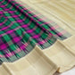 Ivory pallu of multicolour Kanchi Kattam Kanchipuram pure silk saree with Thazhampoo Reku — pallu close-up