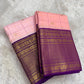 Deep purple multi-band border with elephant and peacock figurals in heavy gold zari — Kanjeevaram Zari Kattam detail