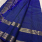 Royal blue Rettapet border with twin parallel zari lines and geometric chevron gold zari — Kanjeevaram saree detail