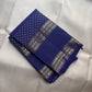 Gold zari pallu with geometric lattice pattern on royal blue ground — Kanjeevaram Rettapet silk saree