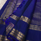 Full folded view of royal blue Kanjeevaram Rettapet saree showing Floral Butta body and self-colour border