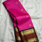 Radiant Pink and Maroon Handwoven Pure Silk Kanchipuram Saree with Ganga Jamuna Border
