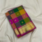 Magenta Korvai border with Kamalam butta in antique gold zari on multicolour Paalum Pazhamum KanchiPattu saree — border detail
