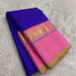 Deep violet Korvai Kaal Irangiya border detail with antique gold zari geometric motifs on handwoven Kanjeevaram saree