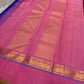 Antique gold zari geometric diamond and lattice motif detail in radiant pink Kaal Irangiya border of handwoven Kanjeevaram saree
