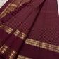Gold zari pallu with geometric lattice on deep burgundy ground — Kanjipuram Rettapet silk saree