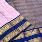Handwoven Kanjipuram Butta saree in soft lavender with Meenakari Kamalam Butta and deep navy Rettapet Mayil gold zari border, full folded view