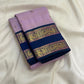 Circular Meenakari Kamalam Butta lotus motif in antique gold zari on lavender silk — Kanjipuram Butta body close-up
